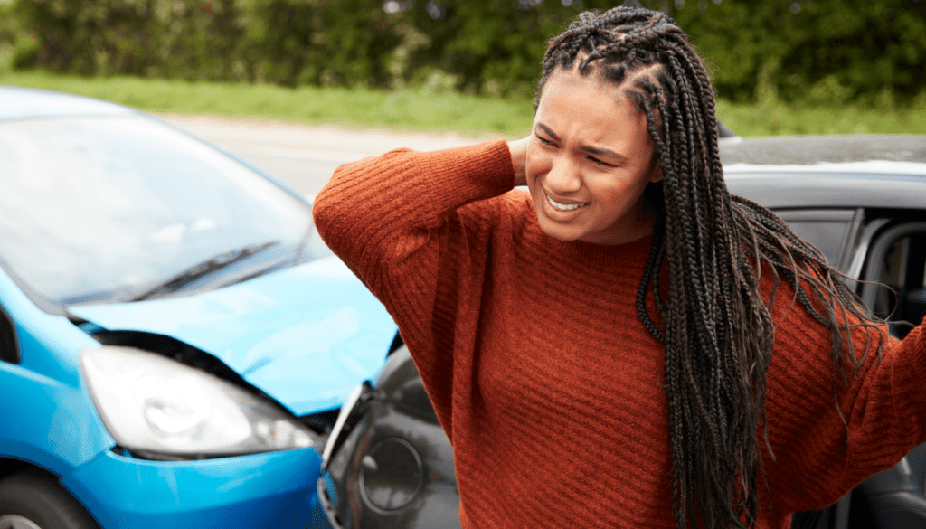 Woman after car accident, the types of damages in personal injury cases